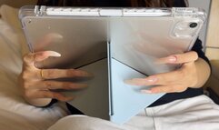 #112 - Playing on ipad with long natural nails