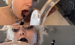 goth girl glitterqueen1999 ignores you whilst she applies her makeup, black lipstick, lipstick fetish ignore fetish, humiliation