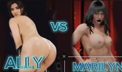 ALLY VS MARILYN NUDWRESTLING