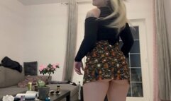 Hot blonde latina twerking and farting in skirt close-up