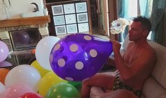 Sebastian blow to pop 6 balloons