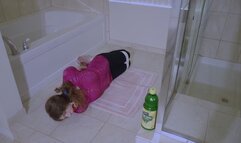 Aya Scarlett - Part 1 - Aya Hogtied on the Bathroom Floor