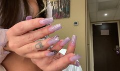 Mya Blue purple cat eye nails hand worship