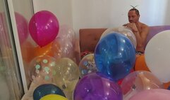 Sebastian blow to pop 4 balloons