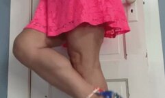 Pink Laced Dress Colorful High Heels