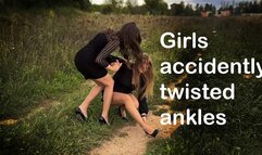 Girls accidently twisted ankles during the walking video, twisted ankle, feet massage