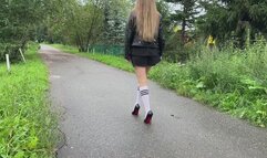 Walking in Nylon Socks Without Shoes, Dirty Nylon Socks, Dirty White Socks, Louboutin Walk