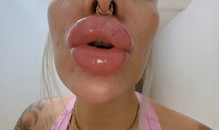 Big fake lips fresh lip filler fetish showoff worship