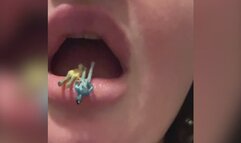 Giantess Vittoria plays with her Tiny's- she licks them to see if they are sweet or salty- VORE