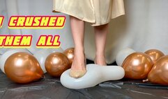 CRUSHED ALL THE BALLOONS WITH A GOLDEN HIGH-HEELED SLEEVE 4K