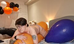 Big sausage balloon riding, orgasm with vibrator -FTM