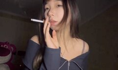 Asian model Peach smoking experience two