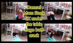 Bimbo Milf stuck under the table with a buttcrack