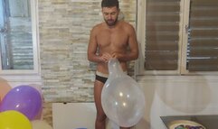 Diego blow and burst balloons