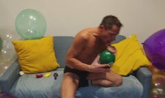 Sebastian blow to pop 5 balloons