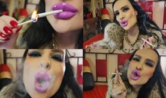 Fur fetish and smoking fetish, slow motion