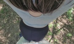 Groping Hot Brunette in Leggings in the Park till Cum