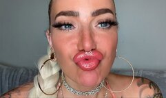 Lip smelling sniffing challenge big fake lips bimbo