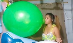 Sexy Juju Blows To Pop 2 Huge Balloons While Riding Your Inflatable Dolphin