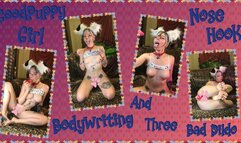 Very Cute AltPuppy girl and her Sweet BodyWriting, Nose Hook and Three Bad toy