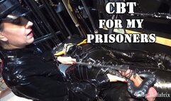 CBT for My Prisoners - Lady Bellatrix with rubber slaves in bondage in BDSM dungeon latex military fetish