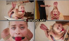 Sunmari - Tight Rope Hogtie with Tied Tits and Massive Ballgag (FULL HD MP4)