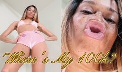 Where is My 100k?- Ebony Femdom Goddess Rosie Reed Beatdown POV Kissing Findom Domination- 1080p HD