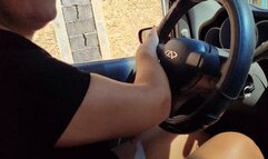 A goddess pumping pedals and driving a car in flip-flops (2)