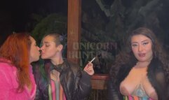 Smoking a cigarette on the balcony with Agatha Ludovino and Rayssa Garcia