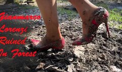 Gianmarco lorenzi pumps in the forest, high heels ruined, high heels in mud, wet high heels