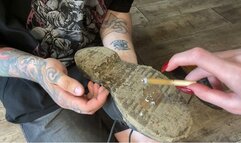 Slave's eating countryside mud from My shoe soles mixed with My spits and cig ash