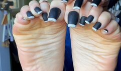 Black matte French pedicure oily JOI Countdown