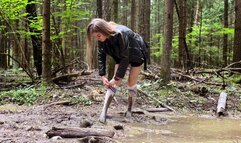 White socks in mud, muddy feet, ripped socks, white nylon socks wet, stockings in mud, girl in mud, wetlook