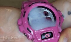 Insider Pink G-Shock Handjob & Cum on Watch - Close-Up Version