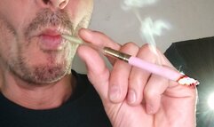 Smoking Sobranie pink 100's with glass holder 011224