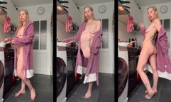 Chain Smoking eve 120 while cooking Nude in bathrobe barefoot