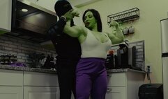 She Hulk Brandi Mae Dominates intruder for sneaking in