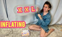 I BLOW UP A XXL CONDOM WITH MY MOUTH IN A DENIM JACKET 4K