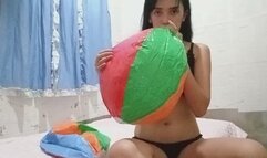 Blowing beach ball