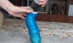 Blue L Minotaur Bad Dragon Dildo Fucking