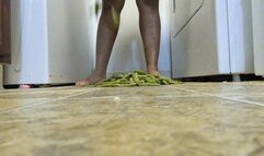 food and object crush - Goddess MXDominion Crushes Green Beans with her Bare Feet 4k, crush, femdom, foot domination, mind fuck  1080