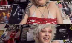 6 and a half minutes of HICCUPS! goth glitterqueen1999 taboo fetish hiccuping mouth fetish small tits fishnets