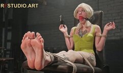 Boltushka - Foot Tickling on the Bench with Large Ballgag (HD 720p MP4)