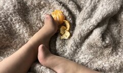 Feet tease with oranges!