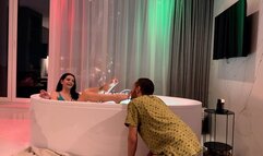 Hotel Dominance: Goddess Sofi's Intimate Hot Tub Humiliation