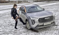 Irina tights white jacket boots stuck in the snow mud at HAWAL_1080_full video 20 min