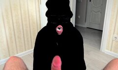 Only Mouth Visible: All-Black Fetish Blowjob N Post Cum Play