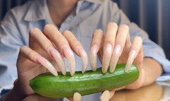 #144 - Long natural nails cucumber tease