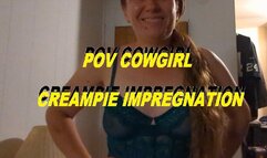 POV Cowgirl Ride and Creampie impregnation