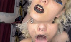 fuck my lipstick off my mouth with your cock sloppy blowjob lipstick fetish deepthroat gothic mouth fetish long tongue fetish glitterqueen1999